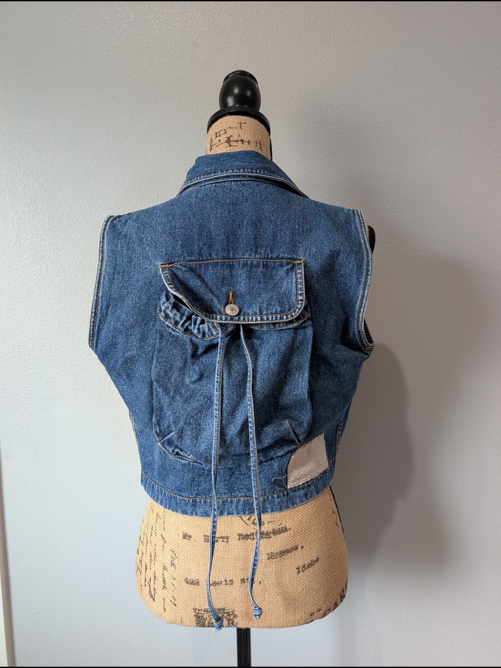 Esprit Blue Denim Sleeveless Vest with Incorporated Back Pocket